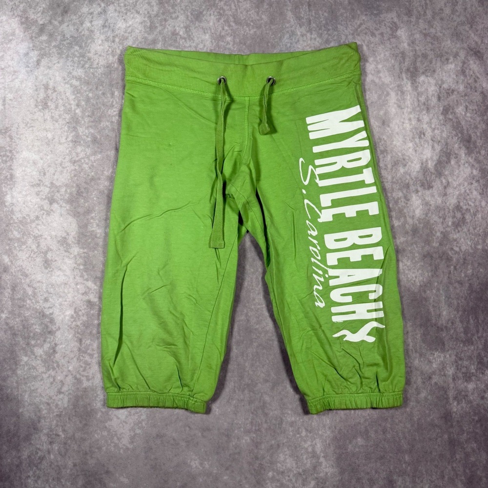 Tsunami Surf Myrtle Beach South Carolina Capri Sweatpants Green Large Y2K
